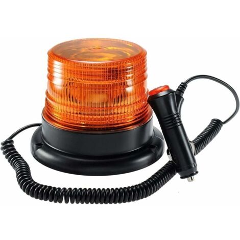 Gyrophare magnétique LED, Lumière d’avertissement magnétique pour véhicule avec 12V/24V prise allume-cigare (Ambre) [Classe énergétique B]