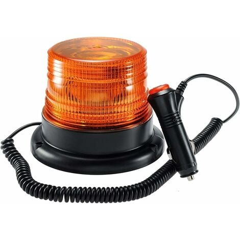 Gyrophare Orange LED, phare d’avertissement clignotant magnétique pour véhicule avec prise allume-cigare 12V-80V