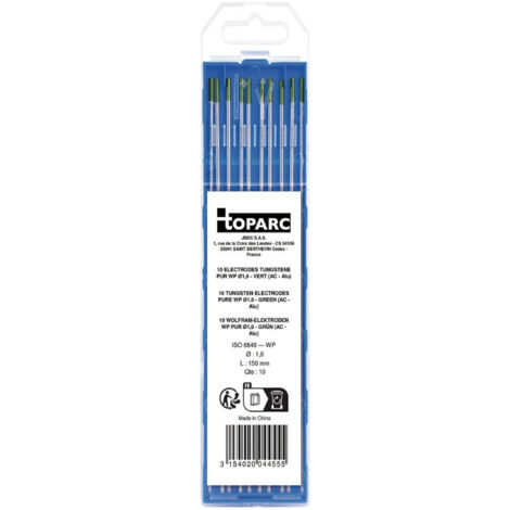 GYS 10 Electrodes Tungstene Pur WP VERT - 1.60 mm