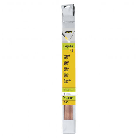 GYS – Baguettes de soudure flamme 40% argent Ø2mm – Étui de 2 – Pour soudage cuivre, laiton, acier, inox – Soudures résistantes