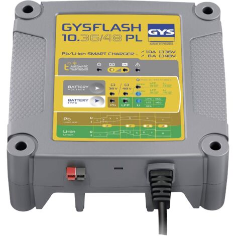 GYS – Chargeur de batterie Plomb/LiFePO4 36V-48V 10A – Charge automatique – 8 programmes – Protection contre surcharge et courts-circuits