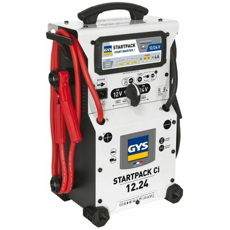 GYS – Démarreur autonome 12V/24V avec chargeur intégré – 900A en 12V et 700A en 24V – Poignée ergonomique pour interventions sur site – Carrosserie en acier