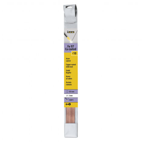 GYS – Lot de 10 baguettes de brasage en acier cuivré Ø 2.0 mm – Point de fusion 1500°C – Pour soudure oxy-acétylénique