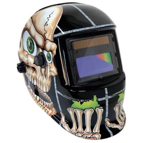 GYS – Masque de protection LCD VENUS 9/13 G Bones – Teinte réglable 9-13 – Protection UV et infrarouges – Serre-tête inclus