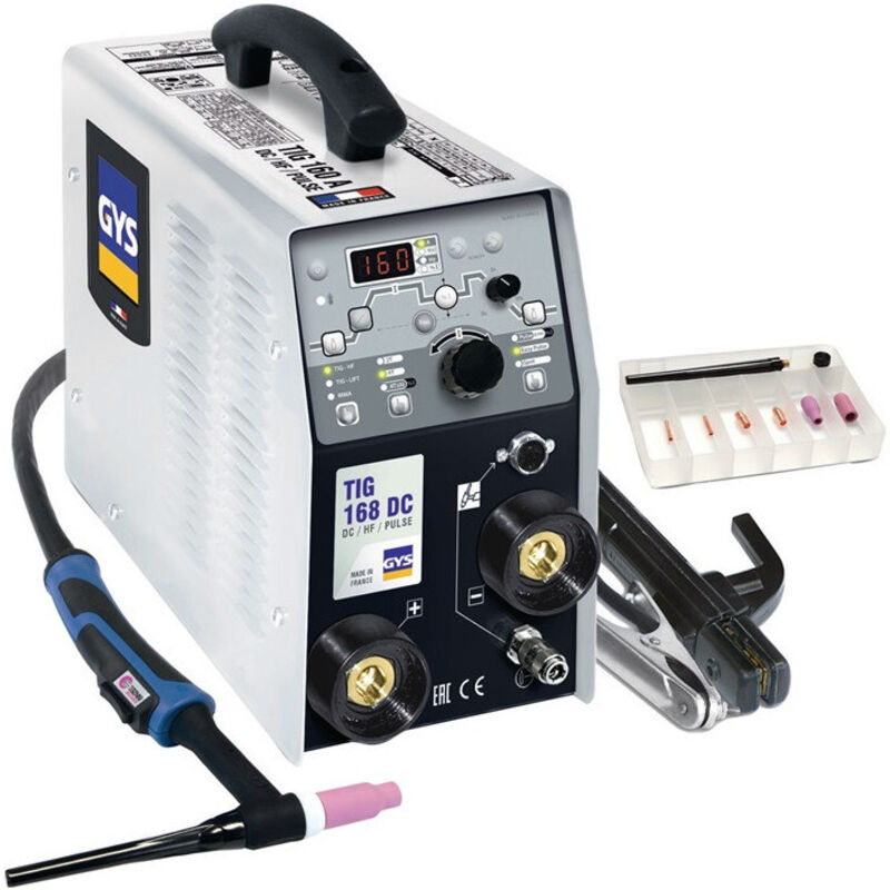 Quipement de soudage tig tig 168 dc hf avec accessoires 10-160 a refroidi au gaz GYS
