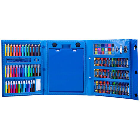 H & B Art Dessin Set Outils Peinture Enfants Aquarelle Stylos / Crayons / Pastels / Crayons De Couleur Et Plus De Fournitures, Bleu