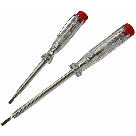 H+H Tools 45200 45500 VDE - Tester standard 45200/45500, tester di tensione/fase fino a 250 V, 2 pezzi, testato GS 0680, prodotto in Germania, trasparente/rosso, 140 mm/190 mm