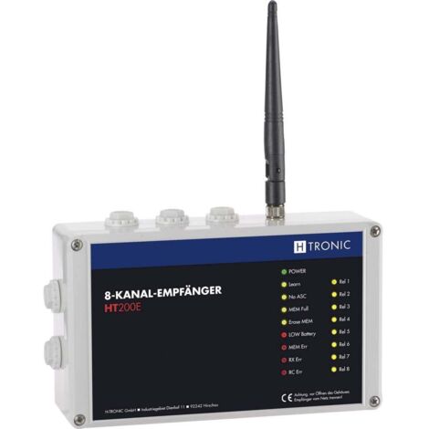 H-Tronic HT200E Récepteur radio 8 canaux Fréquence 868.35 MHz, 869.05 MHz, 869.55 MHz 12 V Portée max. 200 m A421701