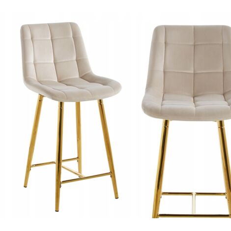 H1-FX Samthocker in Beige (goldenes Gestell)