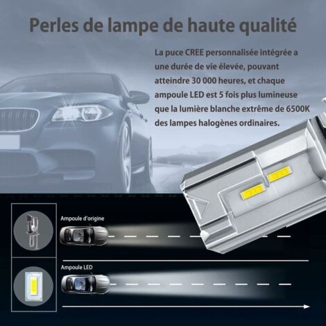 H11/H8/H9 LED-Lampe, 6500K Weiß, für 12V-24V Autoscheinwerfer-Lampen-Austauschset (2 Stück).