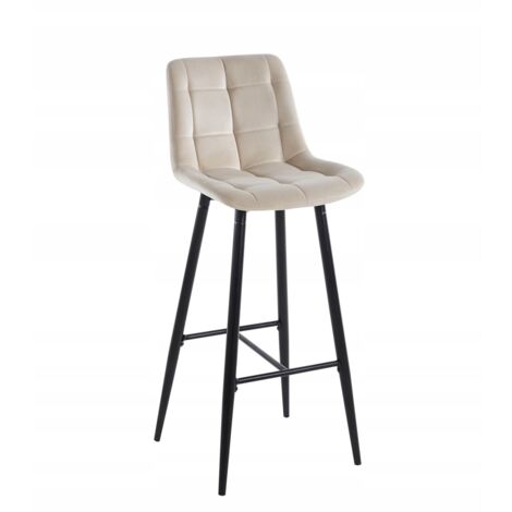 H2-FX Samthocker in Beige (schwarzes Gestell)
