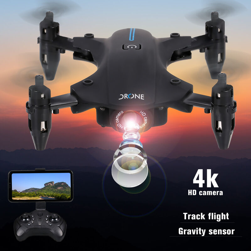 

H2 RC Drone con camara 4K Wifi FPV Mini Quadcopter plegable Juguete para ninos Modo sin cabeza Gestos Video Foto Una tecla Regreso Pista Vuelo Luces