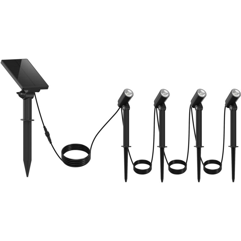 Lote de 4 focos solares led H27cm mini roundy