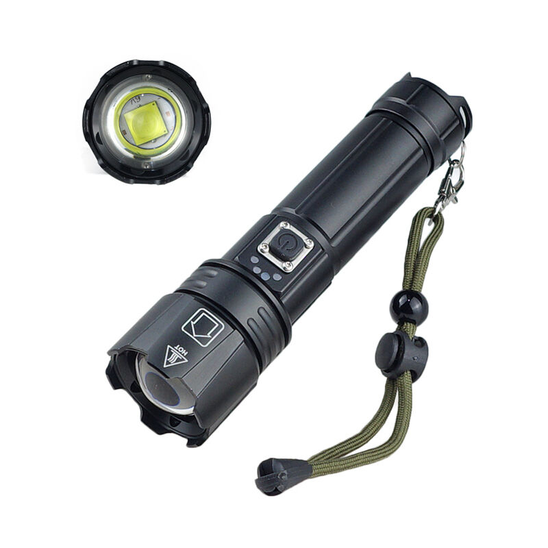 H38 Lampe de Poche LED Tactique Ultra Puissante élevés Super Lumineuse Zoomable Rechargeable Étanche 5 Mode avec Puissance de Sortie, Batterie