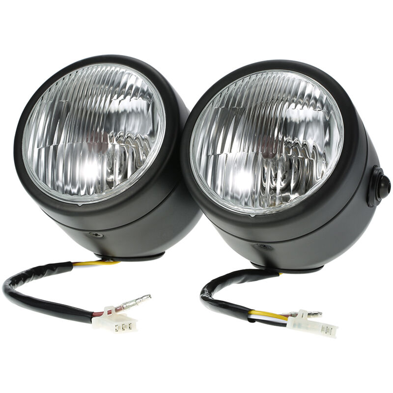 

H4 12V 35W 4 pulgadas doble faro cromado para motocicleta negro