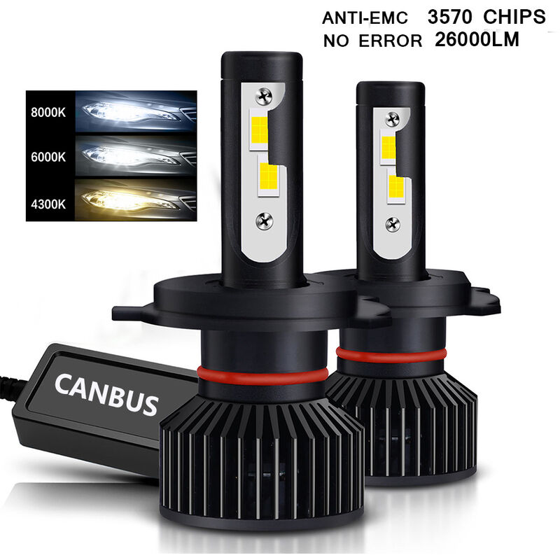 H4 led H7 led Canbus 26000LM High Power Scheinwerfer H1 H3 H8 H9 H11 9005 9006 Hb3 9004 9007 H13 9012 Led-lampe Turbo Lampe Für Auto,4300 Karat Weiß