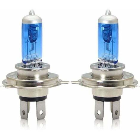 H4 P43t Phares halogènes 60/55W 5000k Blanc chaud Faisceau de route/Feux de croisement Lampe 12V Auto Voiture Moto Ampoule, 2 pièces