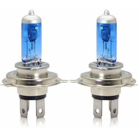 H4 P43t Phares halogènes 60/55W 5000k Blanc chaud Faisceau de route/Feux de croisement Lampe 12V Auto Voiture Moto Ampoule, 2 pièces