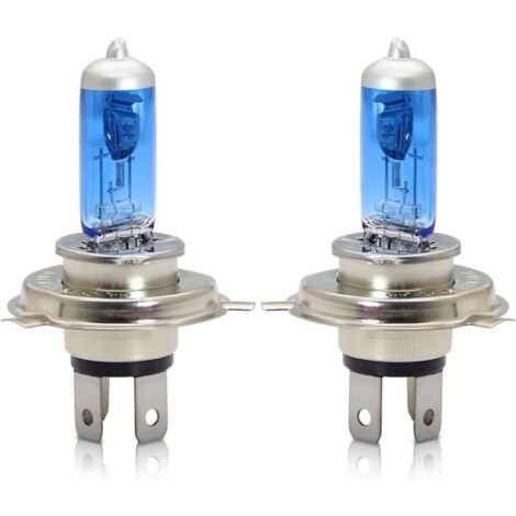 H4 P43t Phares halogènes 60/55W 5000k Blanc chaud Faisceau de route/Feux de croisement Lampe 12V Auto Voiture Moto Ampoule, 2 pièces