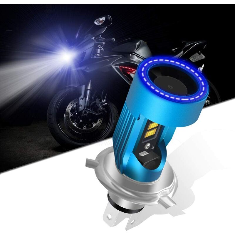 

Thsinde - H6 BA20D HS1 Bombilla LED para faros delanteros de motocicleta con ojo de ángel azul H6 Faros delanteros LED arriba / abajo 12V 2600LM H6