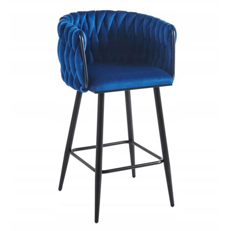 H7-FX Samthocker, blau (schwarzes Gestell)