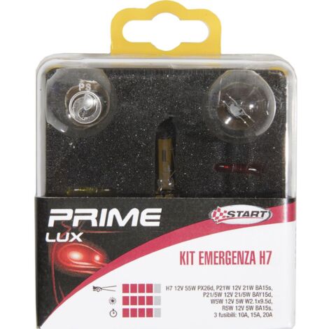 H7 Kit Emergenza Alogena per luci auto 12V 5 lampade+2fusibili