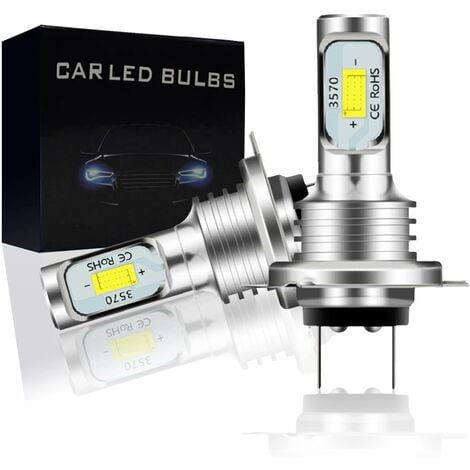 QIEDIE H7-LED-Lampen für Nebelscheinwerfer, Fernlicht, Abblendlicht und lüfterlose Scheinwerfer, 6000 K Kaltweiß, CSP-Chips, Play and Plug, Halogenlampen-Ersatz (2 Stück)