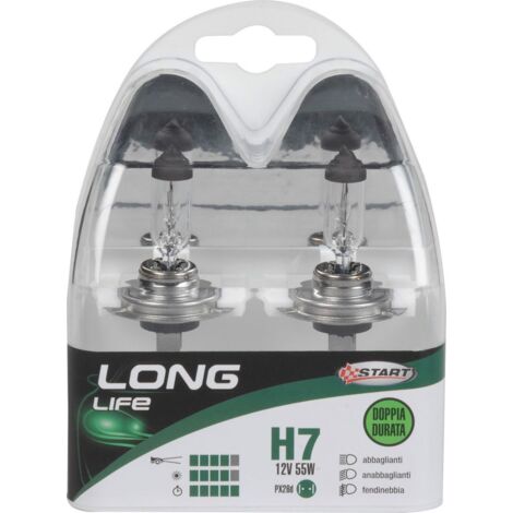 H7 Long Life Coppia di lampadine per luci auto 12V 55W PX26d