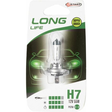 H7 Long Life Lampadina Singola per luci auto 12V 55W PX26d START