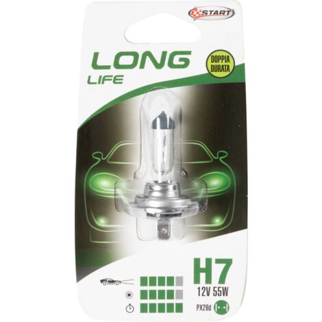 H7 Long Life Lampadina Singola per luci auto 12V 55W PX26d