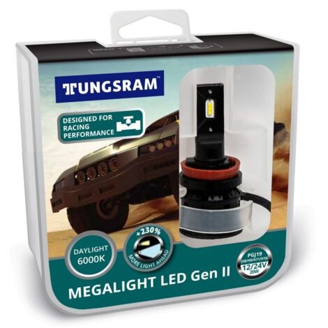 H8/H9/H11/H16 12/24V 20W PGJ19-1/2/3/5 Megalight LED Gen II +230% 6000K NO ECE 2St. Tungsram