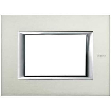 Ha4803Xc Placca 3 Moduli Axolute Alluminio Spazzolato