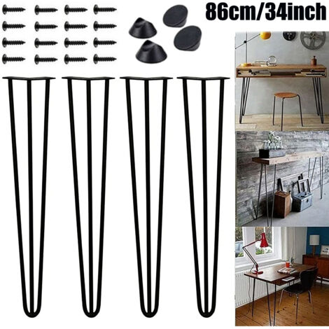 Haarnadelbeine 86 cm 34 Zoll 3 Stangen mit Bodenschutzfüßen & Schrauben(4er-Set)