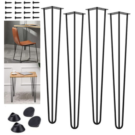 Haarnadelbeine 86 cm 34 Zoll 3 Stangen, Schwarze Möbelfüße, Metallkonsolen 4er