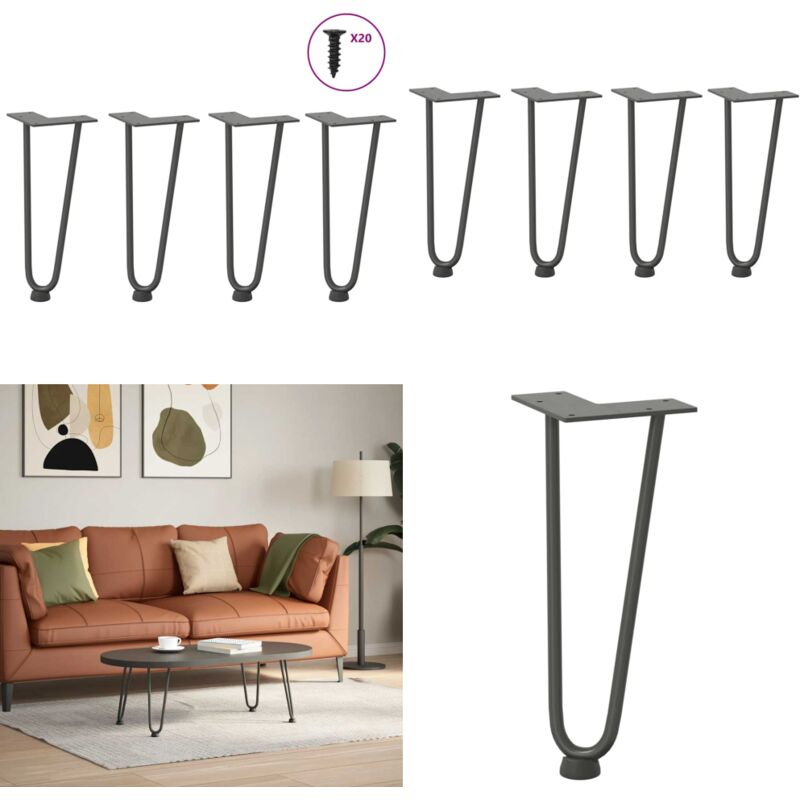 Haarnadelbeine für Couchtisch 4 Stk. Anthrazit 30 cm Massivstahl - Tischbeine - Tischbeine für Couchtisch