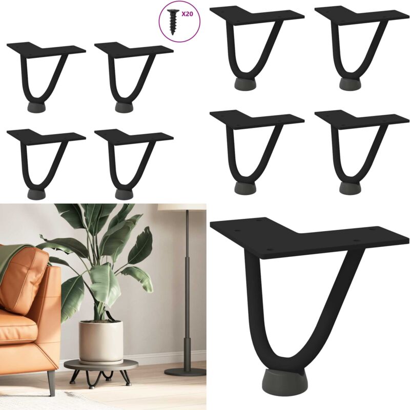 Haarnadelbeine für Couchtisch 4 Stk. Schwarz 10 cm Massivstahl - Tischbeine - Couchtischbeine
