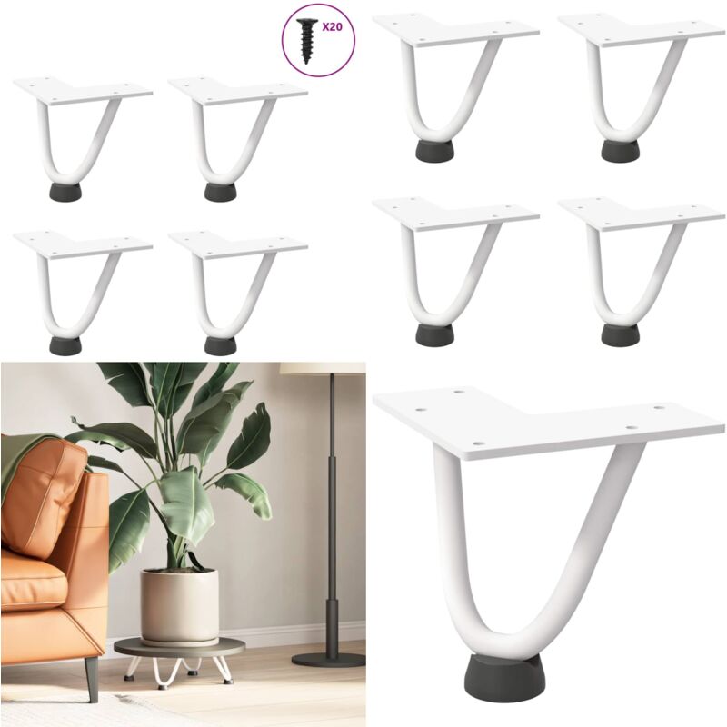 Haarnadelbeine für Couchtisch 4 Stk. Weiß 10 cm Massivstahl - Tischbein - Tischbeine
