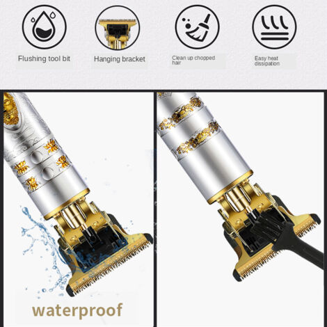 [Haarschneidemaschine] Professionelle kabellose Haarschneidemaschine mit Digitalanzeige, Drachen-/Buddha-Metallkopf, 180er Motor (6000–7000 U/min), 800 mAh Li-Ionen-Akku, USB-Anschluss, Komplettset mi