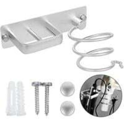 Haartrockner-Halter, Haarglätter, Wandmontage, Aluminium-Haartrockner-Halter, mit Kabelführung zur Aufbewahrung von Haartrocknern, Glätteisen, Haarbürsten und mehr (1)