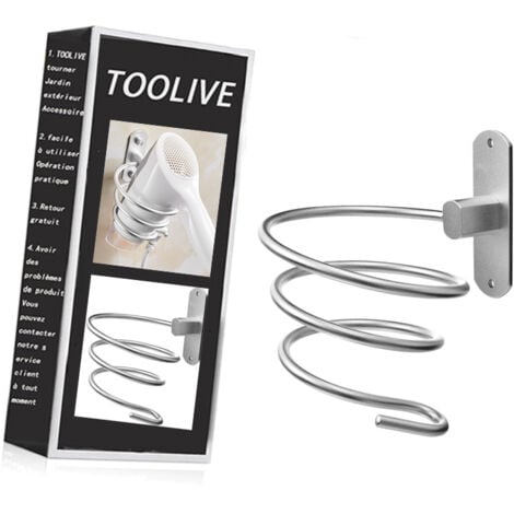 DECKON Haartrocknerhalter, Föhnhalter Haartrockner Halterung Wandbefestigung Ohne Bohren Selbstklebender Kleber, Aluminium, mit Kabelhalter, Fönhalter für Badzimmer/Schlafzimmer/Balkon