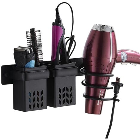 Haartrocknerhalter, Haartrockner- und Glätteisenhalter aus Aluminium mit ABS-Aufbewahrung und Kabelmanagement, multifunktionales Badezimmerregal zur Aufbewahrung von Haartrockner, Glätteisen und mehr