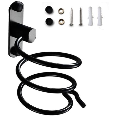 Haartrocknerhalter, mit stanzfreiem Kleber und Schrauben, wandmontierter Haartrocknerhalter, Haartrocknerhalter mit Steckerhalter, für Hotel, Badezimmer, Toilette, Friseursalon