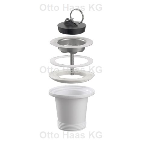 HAAS vanne de vidange 1940 2000 2000 /2&quot, pour Spülbecken , partie supérieure de la vanne en acier inoxydable, blanc