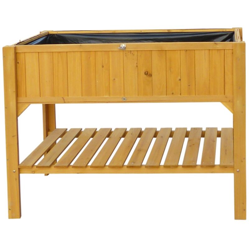 Habau Aiuola Rialzata Con Mensola Porta Oggetti In Legno Di Pino 119 X 57 X 90 Cm