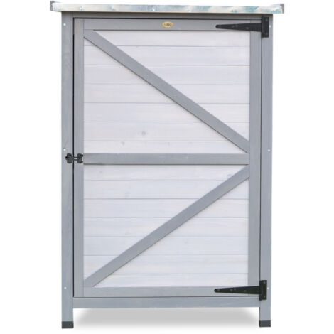 HABAU Gartenschrank Flachdach aus Holz mit Zinkdach, Grau, 76,5 x 56,5 x 114 cm