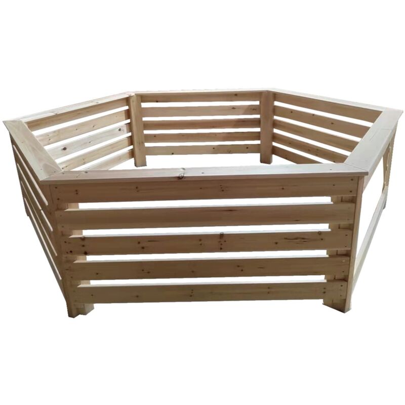 Habrita Foresta - Habillage hab 2722 bn bois hexagonal pour spas et piscines gonflables 2,77x2,21x0,71m