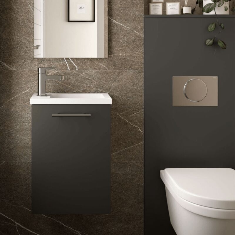 Meuble lave mains + miroir Couleur Gris mat