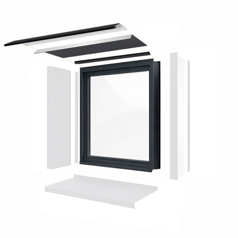 Habillage de linteau en aluminium pour encadrement de fenêtre ou porte - Largeur 2m - Prondeur 200mm - Gris anthracite RAL7016 - ALUHOME