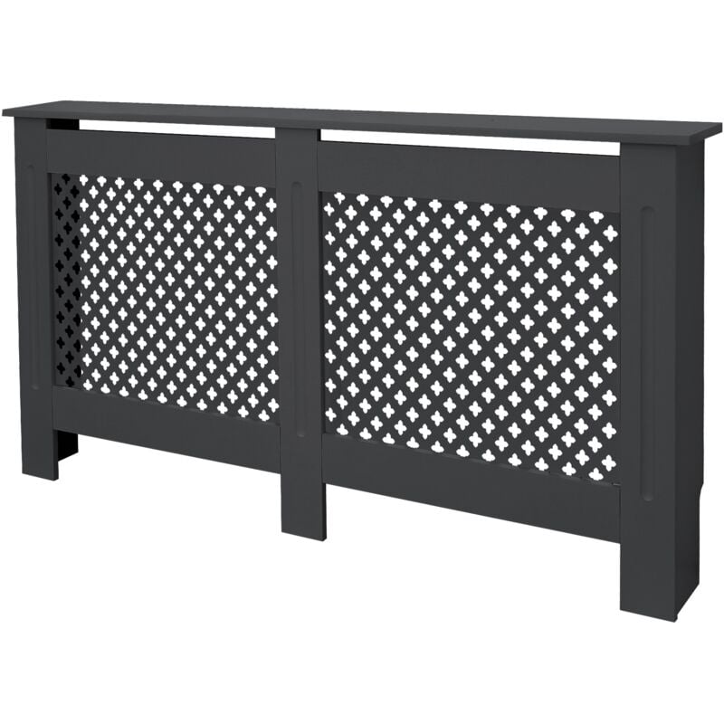ECD-Germany Cache-Radiateur en Nid d'Abeille 152x19x82 cm en MDF Anthracite Couverture Décorative Robuste Murale Meuble de Rangement Design