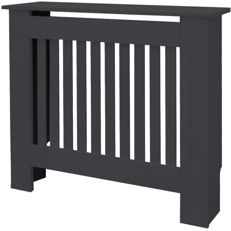 ECD-Germany Cache-Radiateur en Style Campagnard 78x19x82 cm en MDF Anthracite Couverture Décorative Robuste Murale Meuble de Rangement Design